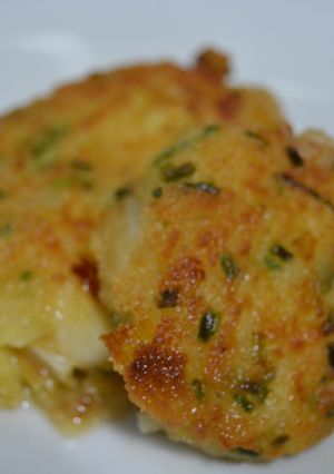 Una foto de Croquetas de puerro y gamoneo (queso azul)