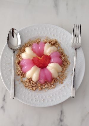 Foto resep Puding merah putih biskuit