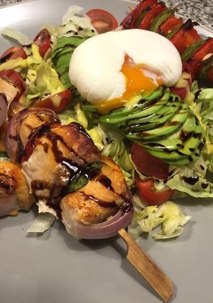 Una foto de Brochettes de Salmon Rosado