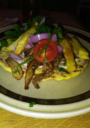 A picture of Grilled Oyster Mushrooms Gyro-Style.