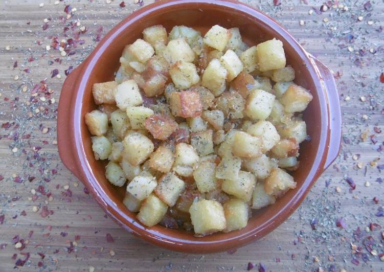 Crispy cube shaped french fries