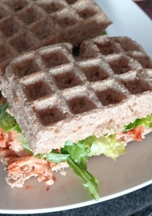 Una foto de Sándwich de waffle saludable