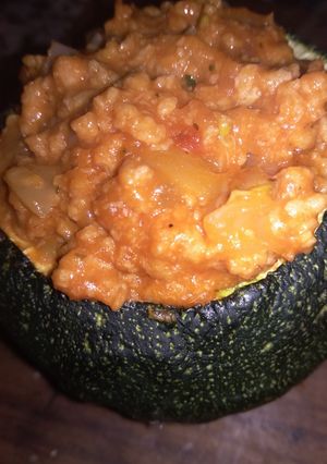 Una foto de Calabacín relleno de proteína de guisantes