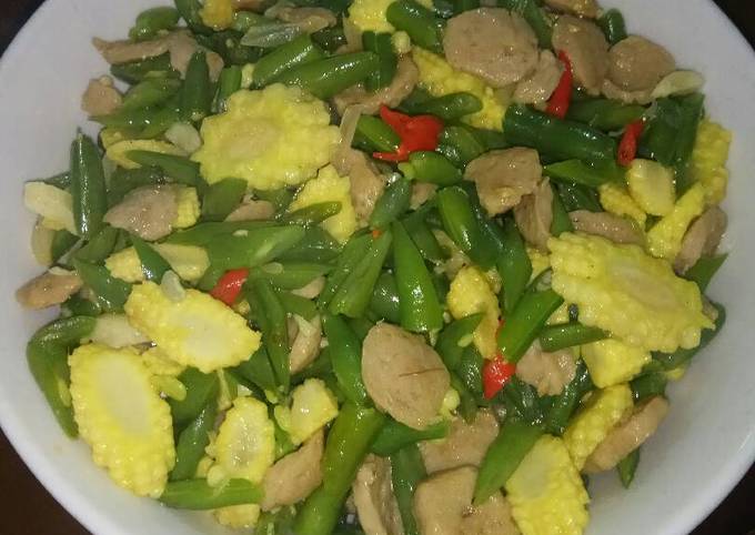 Resep Tumis Buncis Jagung Bakso Oleh Susan Mami Akbar Cookpad