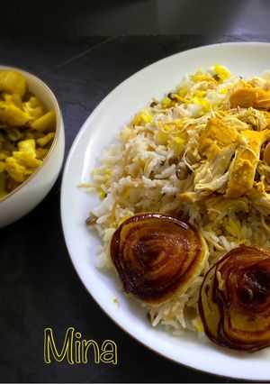 عکسی از دستور اریشته مرجی (داغلاما) با مرغ ریش شده