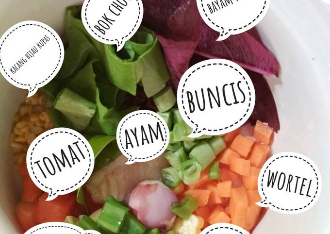 Resep Mpasi 7 bulan sop sayur abon lele lengkap Resep Mpasi 7 bulan sop sayur abon lele lengkap