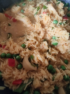 Una foto de Aros de calamar con arroz