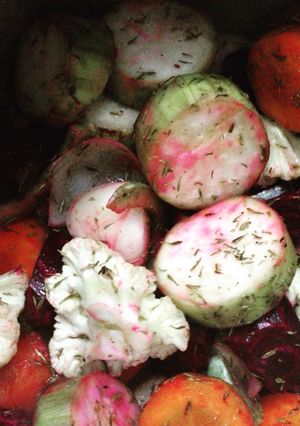 A picture of Vegetable Stock with Beetroot.