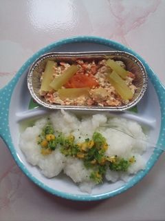 Foto resep Pepes Tahu Salmon with Brokoli dan Corn Soup (MPASI 12m+)