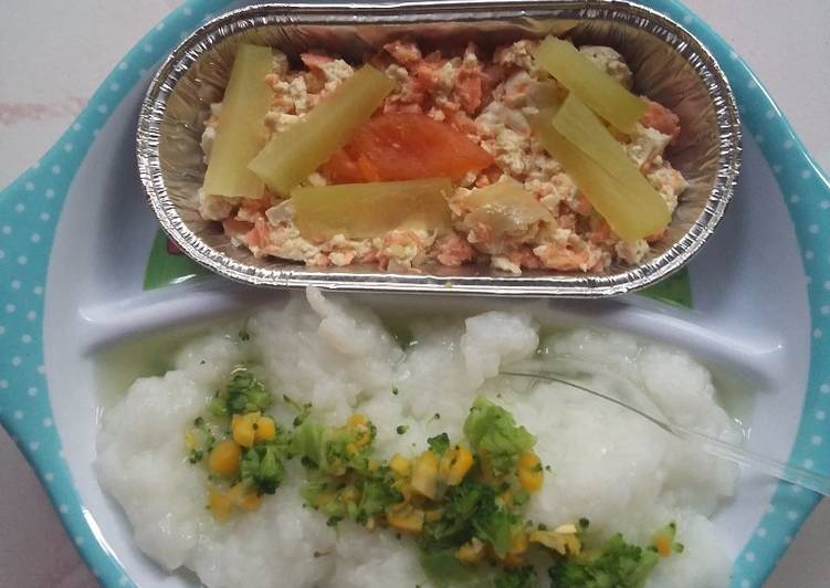 Cara Gampang Membuat Pepes Tahu Salmon with Brokoli dan Corn Soup (MPASI 12m+) Anti Gagal