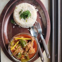 A picture of Thai Chicken,Mushroom fried Rice.