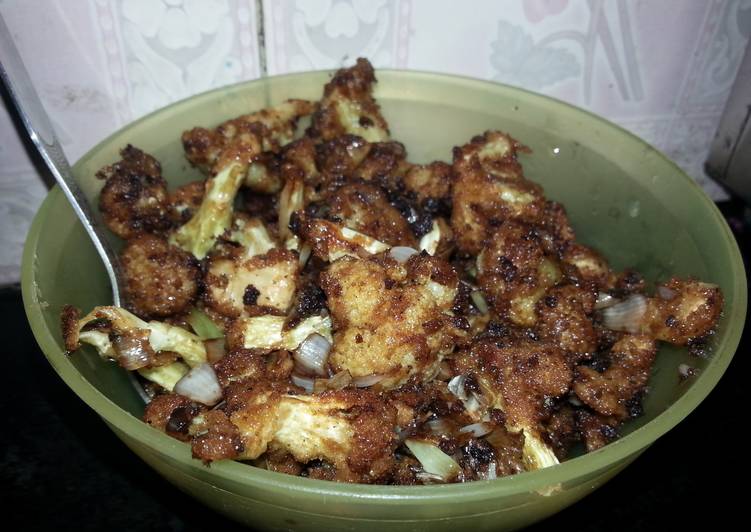 Cauliflower with spring onion &amp;spices
