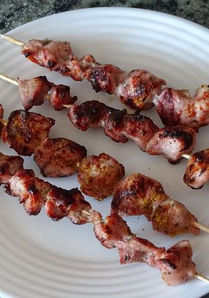Una foto de Pinchos de pavo a la parrilla