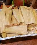 Pork and Potato Tamales with Green Chile Sauce (Salsa Verde)