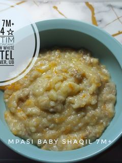 Foto resep MPASI 7M+ Menu 4 ☆》Nasi tim, daging sapi, jamur snow white