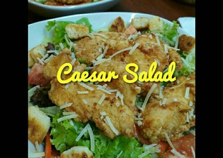 Caesar Salad dg Ayam Goreng #salad #pekaninspirasi