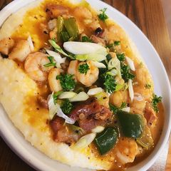 Shrimp + Grits w/ Pork Belly A picture of Shrimp + Grits w/ Pork Belly.