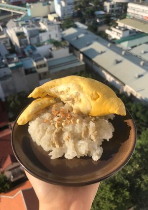 Hình của món Xôi sầu riêng.