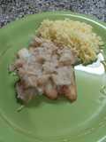 Lenguado con arroz al curry y salsa blanca cítrica