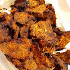 Homemade Vietnamese beef jerky A picture of Homemade Vietnamese beef jerky.