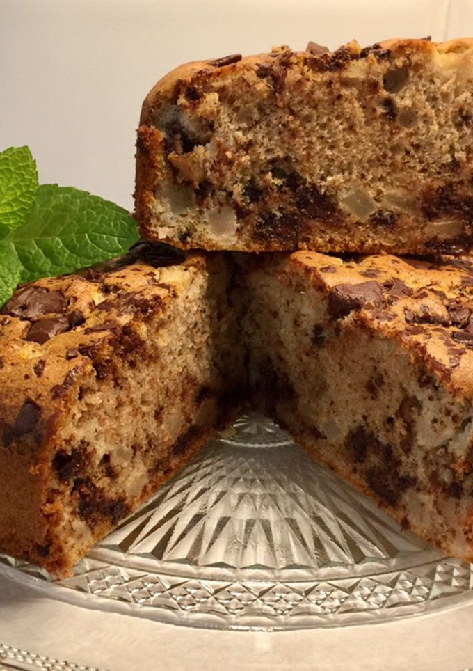 Una foto de Tarta de peras y pepitas de chocolate