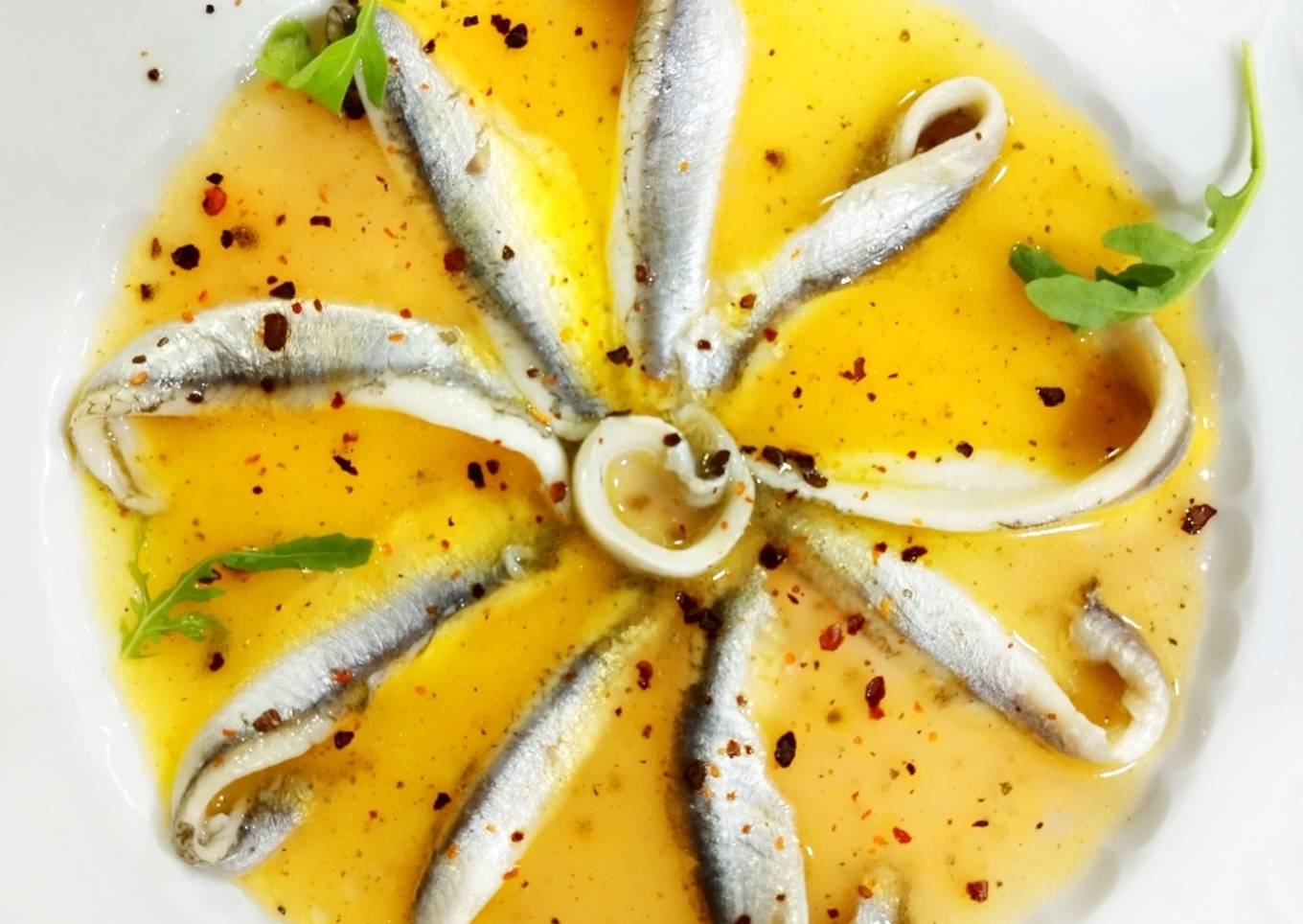 Boquerones en vinagreta de pomelo