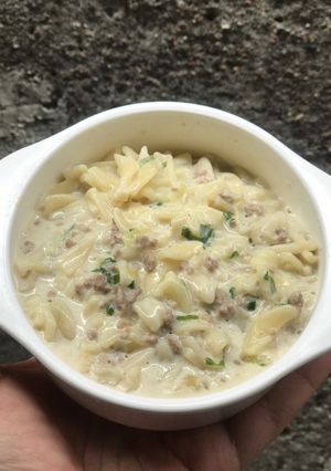 Foto resep MPASI 11 bulan. Creamy beef fusilli