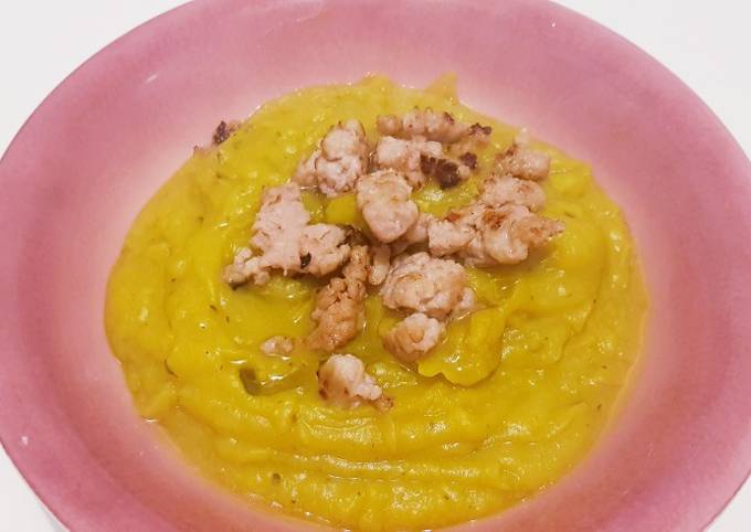 Vellutata di zucca e patate con tacchino