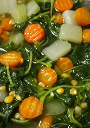 Foto resep 09. Sayur Bayam Pelangi
