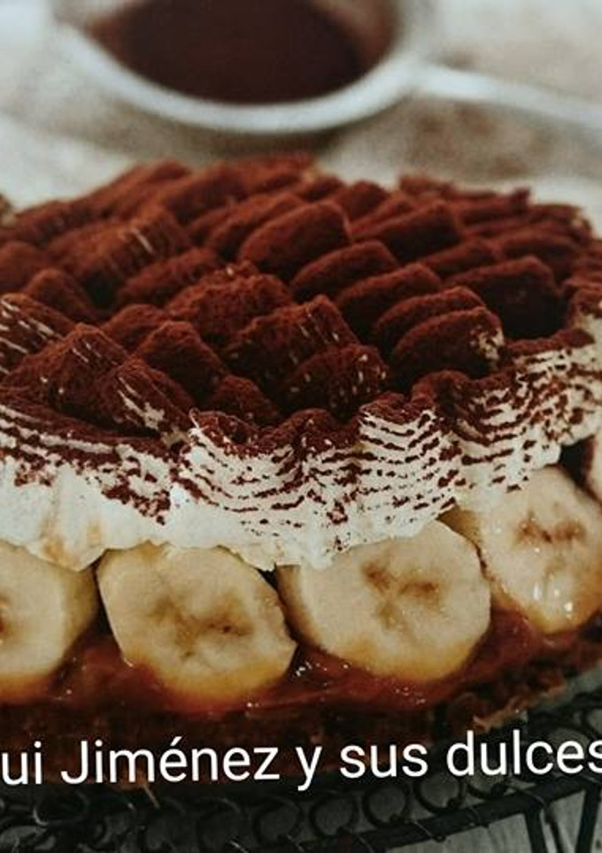 Una foto de Tarta de dulce de leche, plátano y cookies