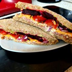 A picture of My So Tasty Cheese,Avocdo & Corned Beef Sandwich. 😋.