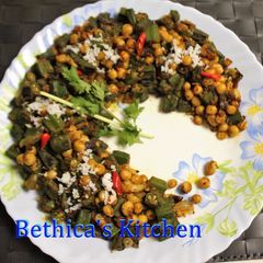 A picture of Bhindi Matar (Okra-White Peas) Stir Fry.