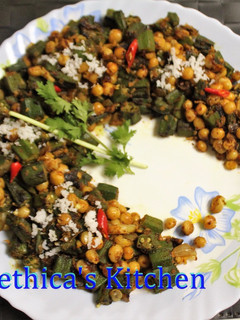 A picture of Bhindi Matar (Okra-White Peas) Stir Fry.