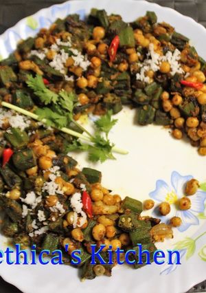 A picture of Bhindi Matar (Okra-White Peas) Stir Fry.