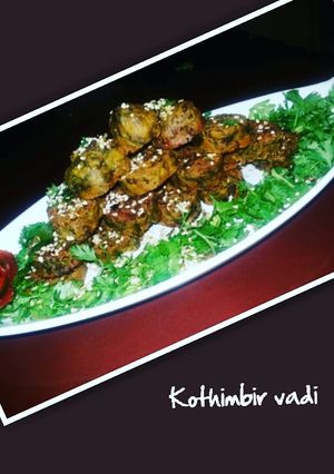 A picture of Kothimbir vadi.