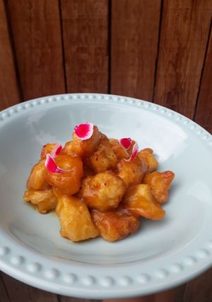 Una foto de 🇨🇳Pollo rebozado en salsa de piña🇨🇳