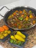 صاجية اللحم مع الفطر والبصل