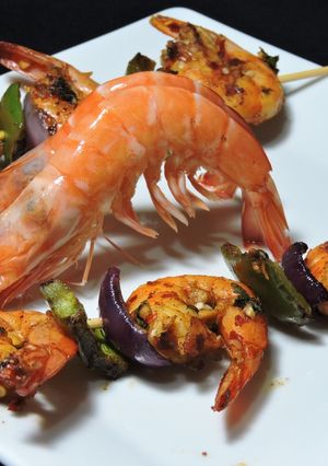 A picture of Chili garlic prawn skewers(simple and quick prawn recipe without oven).
