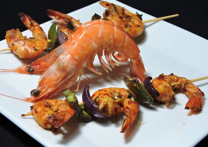 Steps to Prepare Delicious Chili garlic prawn skewers(simple and quick prawn recipe without oven)