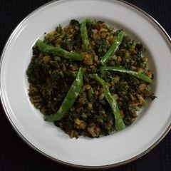 A picture of Mulli ki bhujia (radish leaves bhujia).