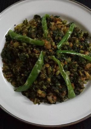A picture of Mulli ki bhujia (radish leaves bhujia).