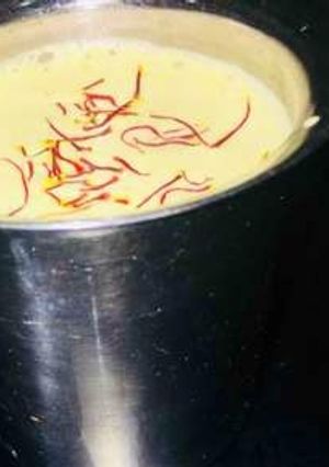 A picture of Turmeric-Carom-Saffron milk.