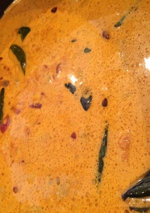 A picture of Chicken Kumbalanga Curry (chicken with white pumpkin).