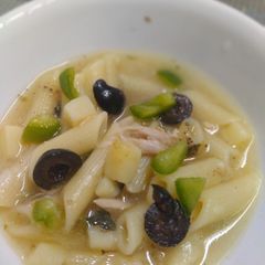 Soupy veggie pasta A picture of Soupy veggie pasta.
