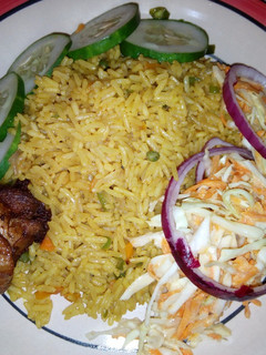 A picture of Fried rice (garnished).