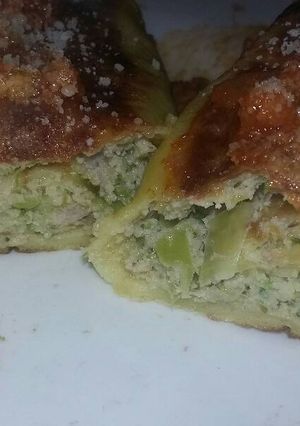 Una foto de Canelones de pollo, jamón y champiñones