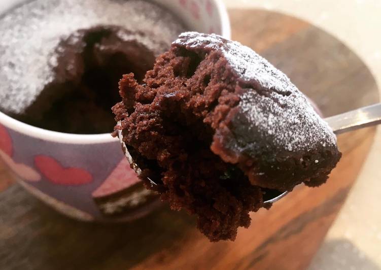 Recipe of Ultimate 90 Second Microwave Hot Chocolate Mug Cake (vegan)