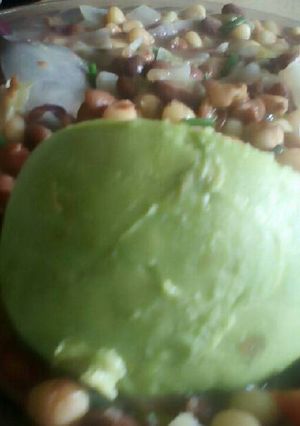 A picture of Githeri served with ovacado.