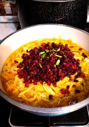 عکسی از دستور خورشت مرغ ریش ریش راحت و خوشمزه😋