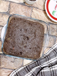 A picture of Fudge pot with dark couverture nuts seeds & healthy flours.
